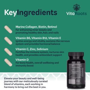 Inner Beauty Vitamins, with Marine Collagen, Retinol and Biotin